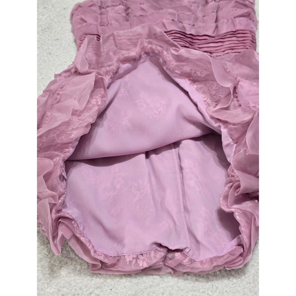 BCBGMAXAZRIA Light Plum Silk Ruffle Strapless Mini Dress SAN6L864 Size 8 - Picture 5 of 13
